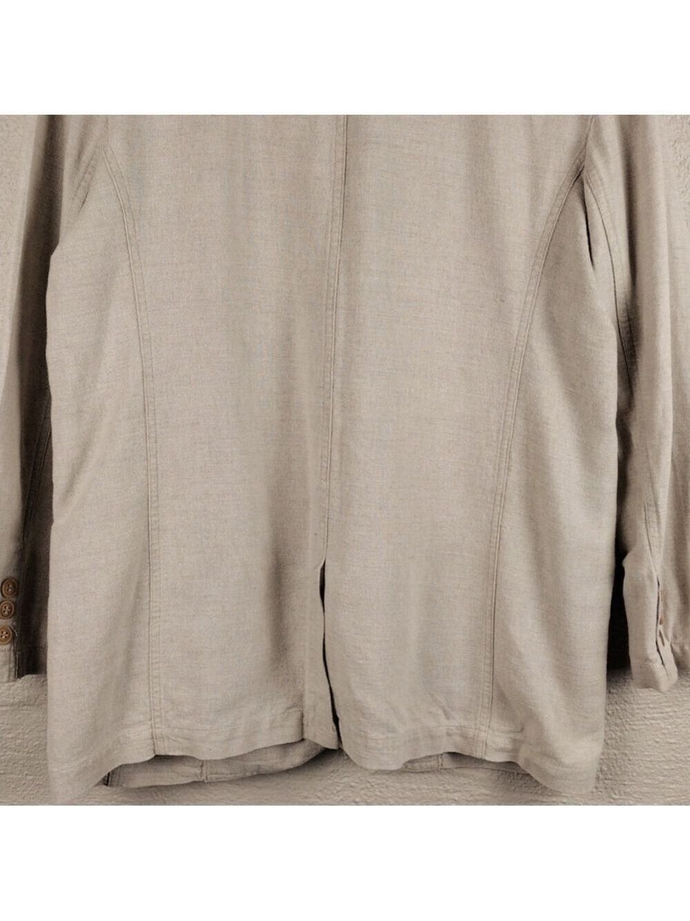 Lizsport Petite Natural Linen Blend One Notched Two Button Classic Blazer Jacket - Picture 9 of 16